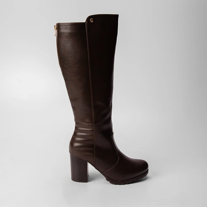 Bota Montaria Mooncity Salto Bloco Marrom