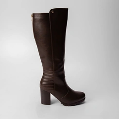 Bota Montaria Mooncity Salto Bloco Marrom
