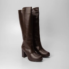 Bota Montaria Mooncity Salto Bloco Marrom
