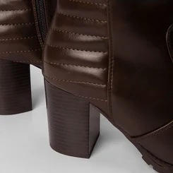 Bota Montaria Mooncity Salto Bloco Marrom