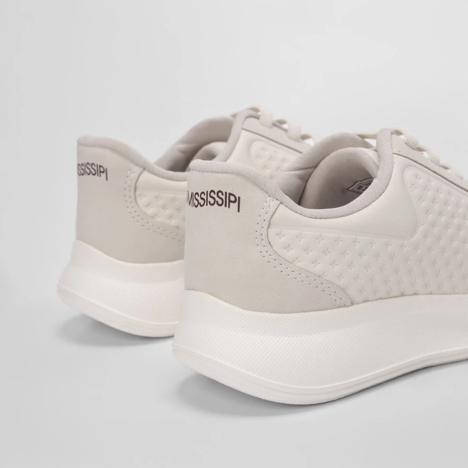 Tênis Casual Mississipi Textura Lateral Off White