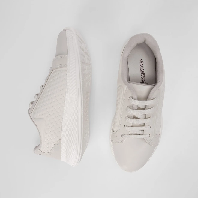 Tênis Casual Mississipi Textura Lateral Off White