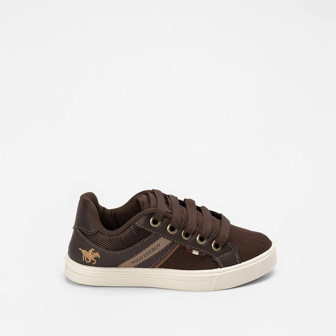 Tênis Casual Infantil Polo Energy Recorte Lateral Marrom