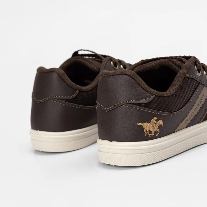 Tênis Casual Infantil Polo Energy Recorte Lateral Marrom