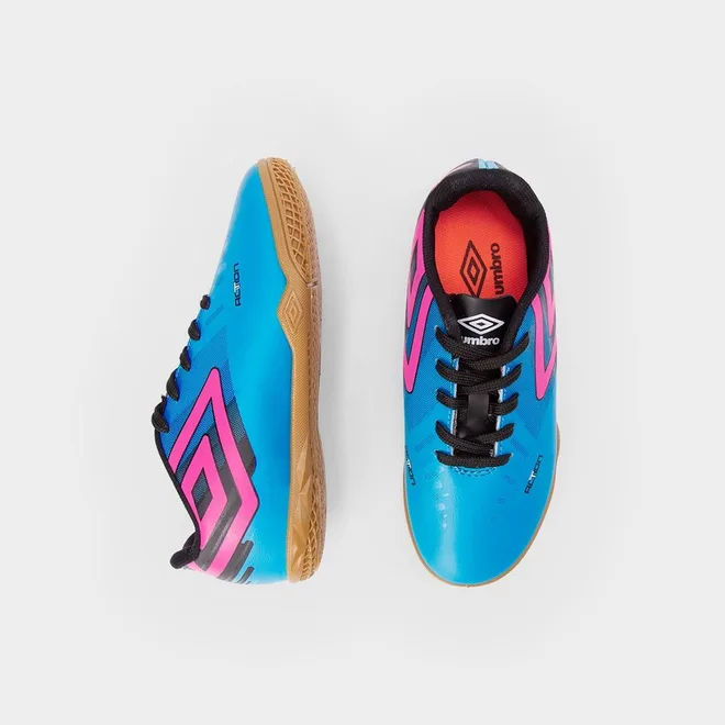 Chuteira Infantil Futsal Umbro Rosa & Azul