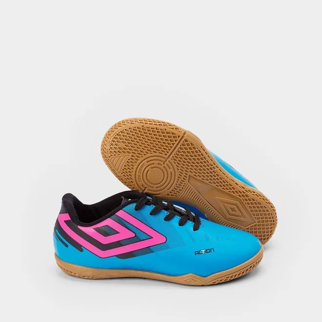 Chuteira Infantil Futsal Umbro Rosa & Azul
