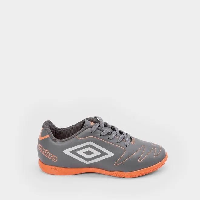 Chuteira Infantil Futsal Umbro Laranja Cinza