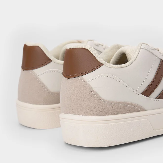 Tênis Vertus Casual Masculino Listras Lateral Bege