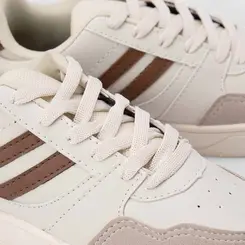 Tênis Vertus Casual Masculino Listras Lateral Bege