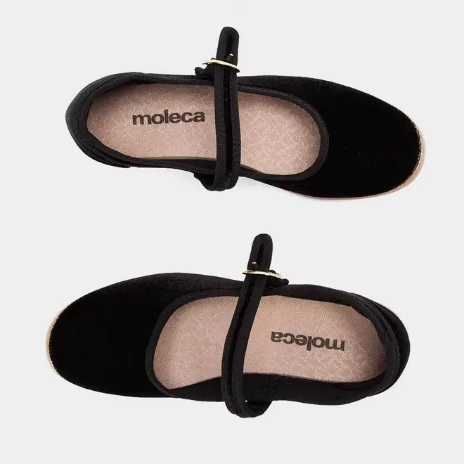 Sapatilha Boneca Feminina Moleca Veludo Fivela Preto