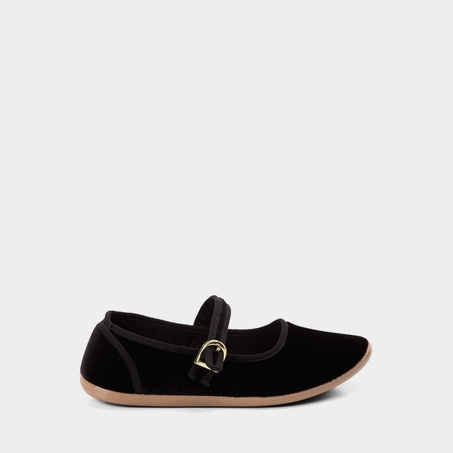 Sapatilha Boneca Feminina Moleca Veludo Fivela Preto