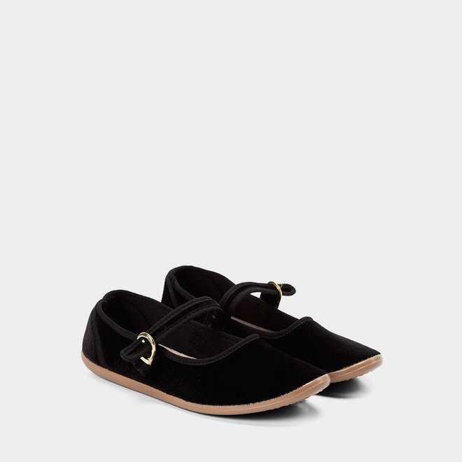 Sapatilha Boneca Feminina Moleca Veludo Fivela Preto