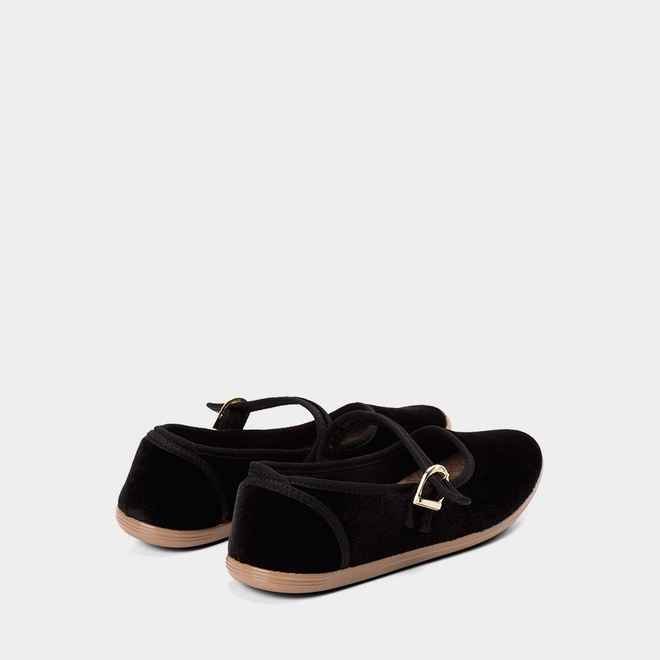 Sapatilha Boneca Feminina Moleca Veludo Fivela Preto