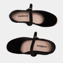 Sapatilha Boneca Feminina Moleca Veludo Fivela Preto