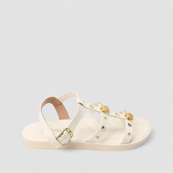 Sandália Feminina Gabriela Tachas & Pedraria Off White