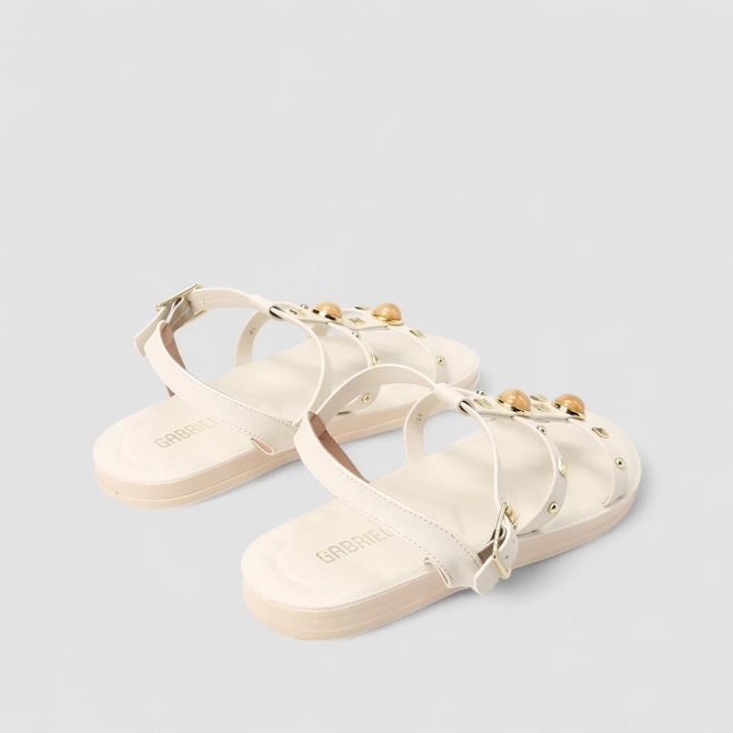 Sandália Feminina Gabriela Tachas & Pedraria Off White