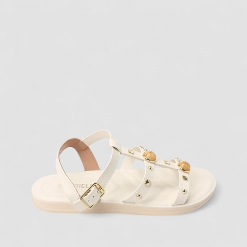 Sandália Feminina Gabriela Tachas & Pedraria Off White