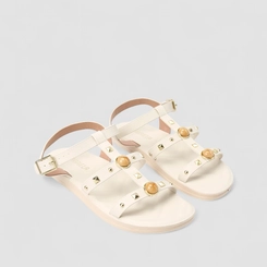 Sandália Feminina Gabriela Tachas & Pedraria Off White