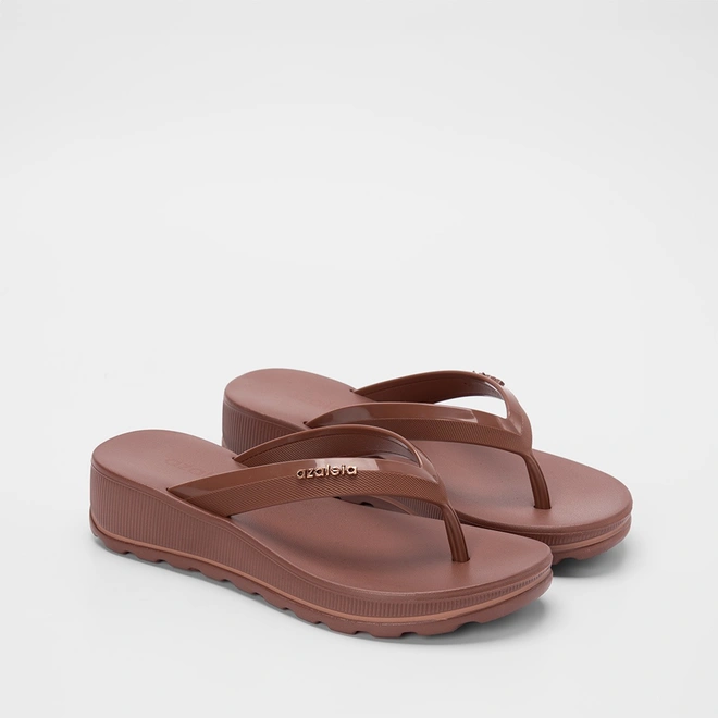 Tamanco Azaleia Anabela Fabi Light Line Marrom