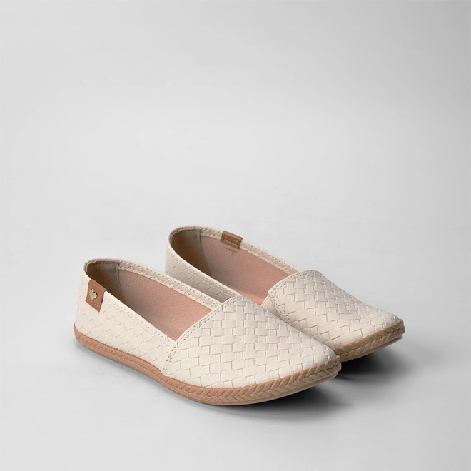 Sapatilha Alpargata Moleca Tressê Pespontos Off White