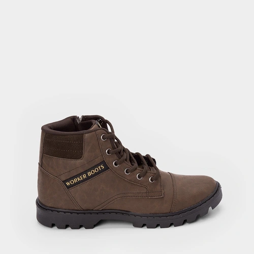 Bota Coturno Ollie Originals Worker Tratorada Camurça Marrom