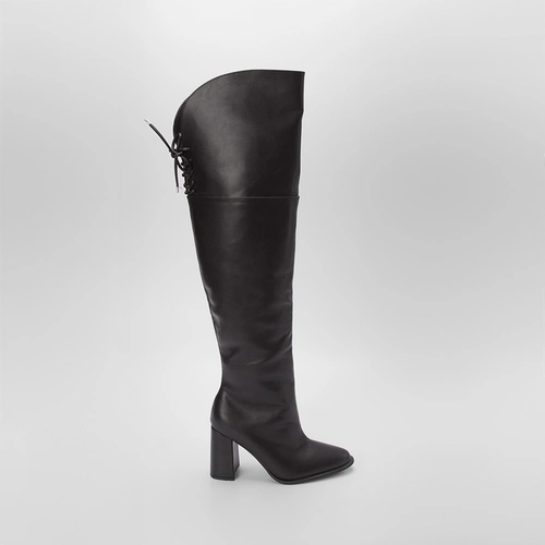 Bota Over The Knee Gabriela Salto Alto Amarração Preto