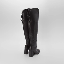 Bota Over The Knee Gabriela Salto Alto Amarração Preto