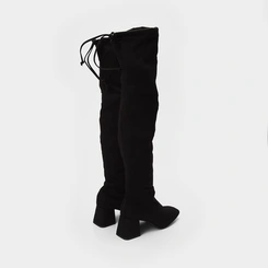 Bota Over The Knee Gabriela Salto Médio Camurça Preto