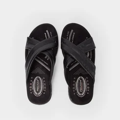 Chinelo Pegada Couro Tira Cruzada Soft Preto