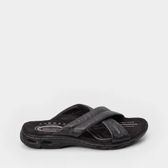 Chinelo Pegada Couro Tira Cruzada Soft Preto