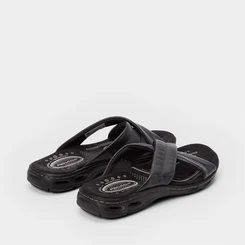 Chinelo Pegada Couro Tira Cruzada Soft Preto
