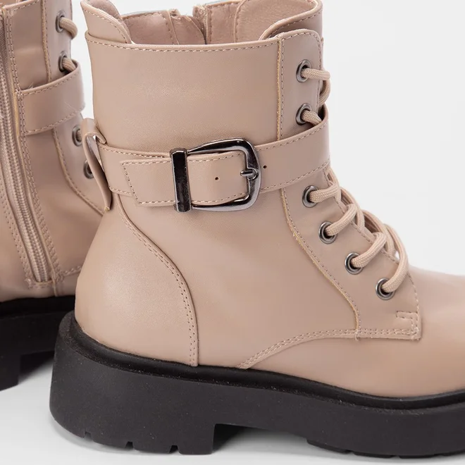 Bota Coturno Sua Cia Plataforma Fivela Bege