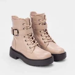 Bota Coturno Sua Cia Plataforma Fivela Bege