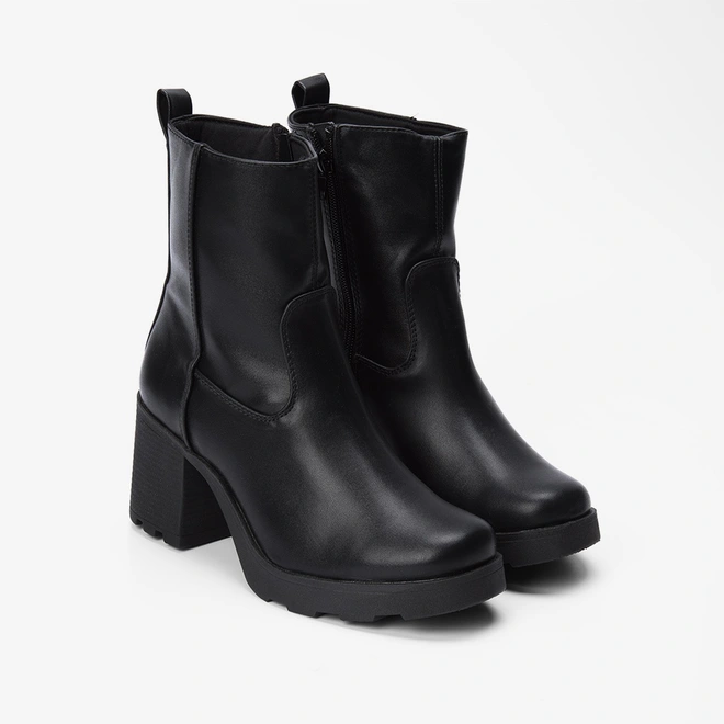 Bota Sua Cia Cano Médio Salto Bloco Preto