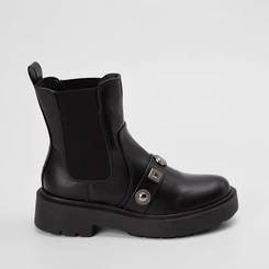 Bota Chelsea Sua Cia Salto Médio Aplicação Preto