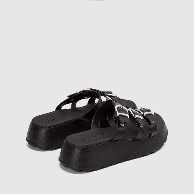 Tamanco Feminino Moleca Plataforma Tira Tripla Fivela Preto