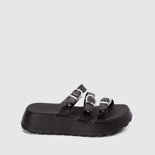 Tamanco Moleca Plataforma Tira Tripla Fivela Preto