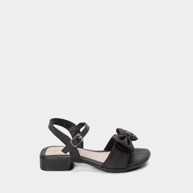 Sandália Gabrielinha Bloco Baixo Flat Laço Preto