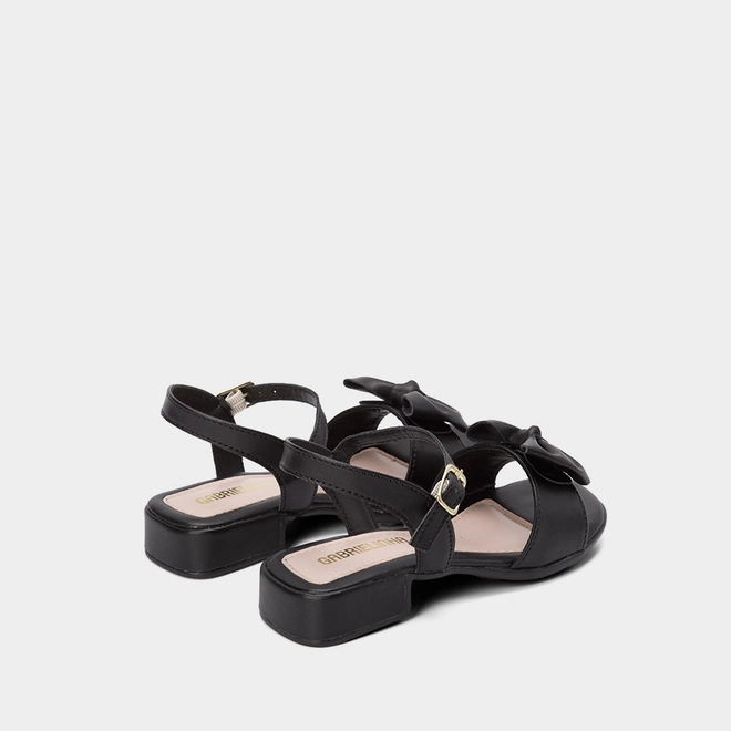 Sandália Gabrielinha Bloco Baixo Flat Laço Preto