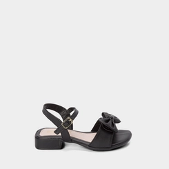 Sandália Gabrielinha Bloco Baixo Flat Laço Preto