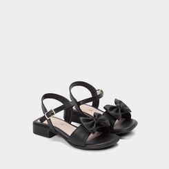 Sandália Gabrielinha Bloco Baixo Flat Laço Preto