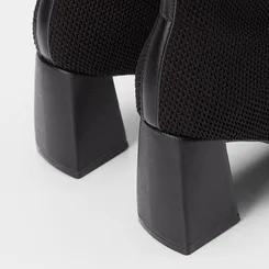 Ankle Boot Bebecê Salto Médio Knit Preto