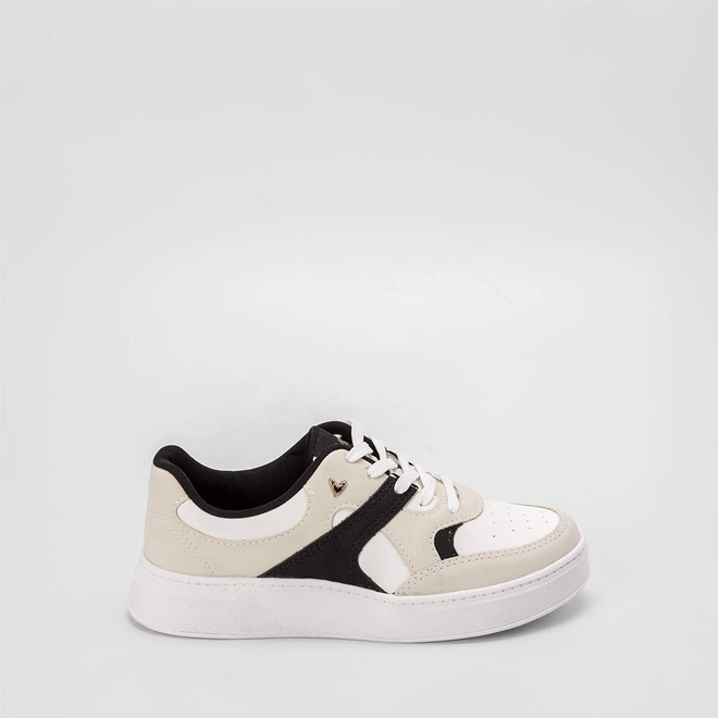 Tênis Casual Feminino Mississipi Jogging Recortes Bege & Preto