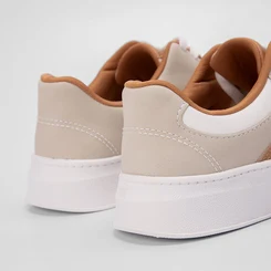 Tênis Casual Feminino Mississipi Jogging Recortes Bege & Caramelo