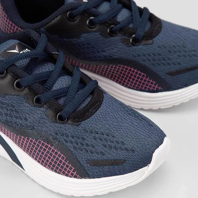 Tênis Vertus Infantil Jogging Grid Rosa & Marinho