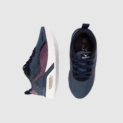 Tênis Vertus Infantil Jogging Grid Rosa & Marinho