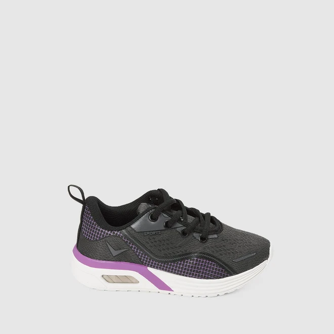 Tênis Vertus Infantil Jogging Grid Roxo & Preto