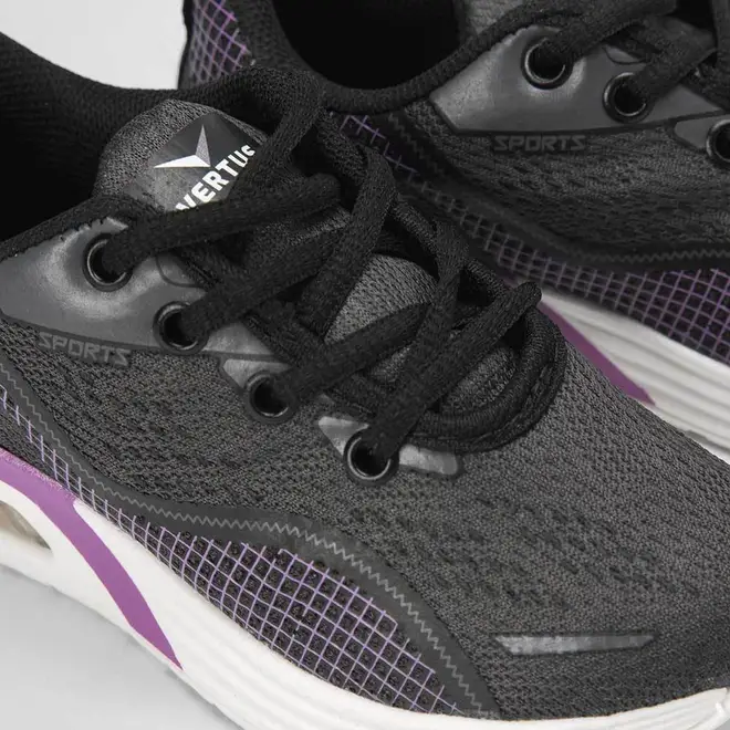 Tênis Vertus Infantil Jogging Grid Roxo & Preto