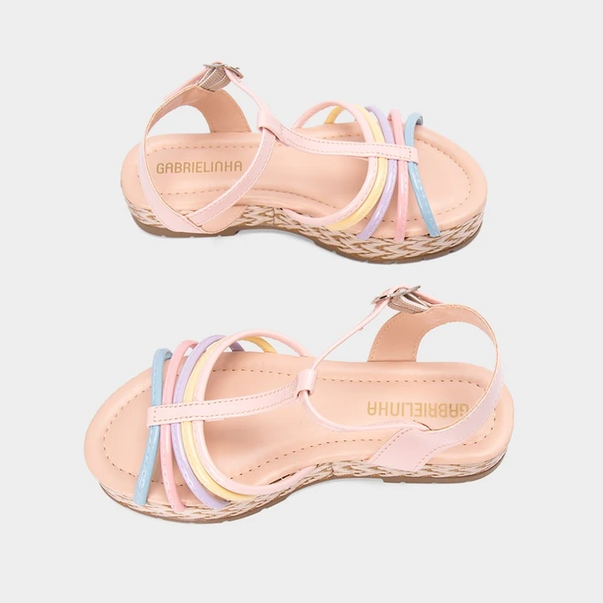Sandália Infantil Gabrielinha Flatform Multitiras Rosa