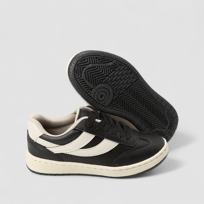 Tênis Casual Infantil Vertus Recorte Lateral Preto